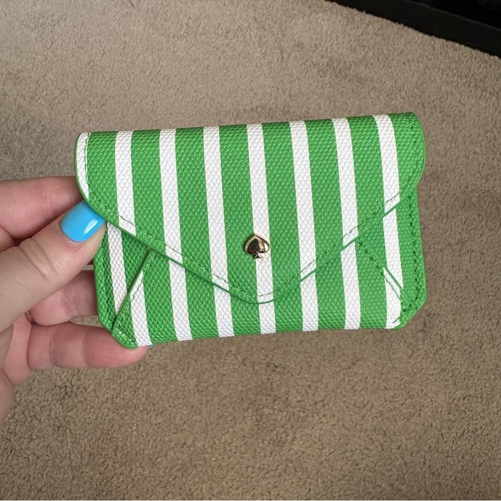 Kate Spade x Target Green and White Striped Card Case, NWT